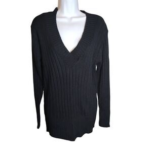 JouJou Plus Ribbed Sweater Long Sleeve Black Women 2X